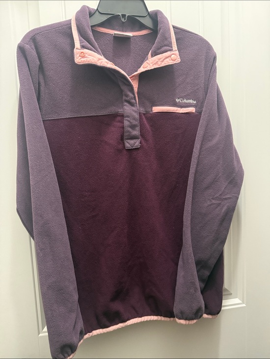 Columbia Jackets & Blazers - Columbia Fleece Pullover Snap Jacket Women’s L Purple Plum Pink Colorblock Cozy